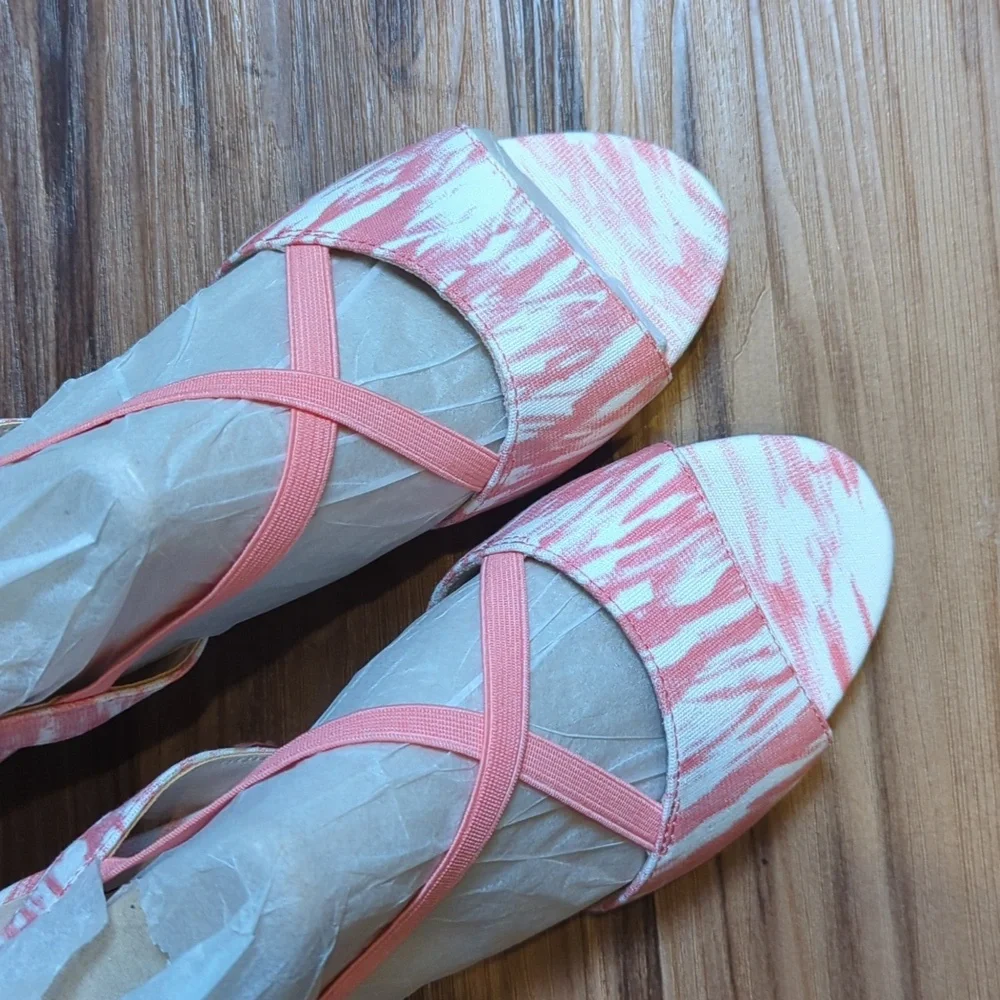 Life Stride Women's Pink & White Blush‎ Flex Wedge Sandals Size 7.5